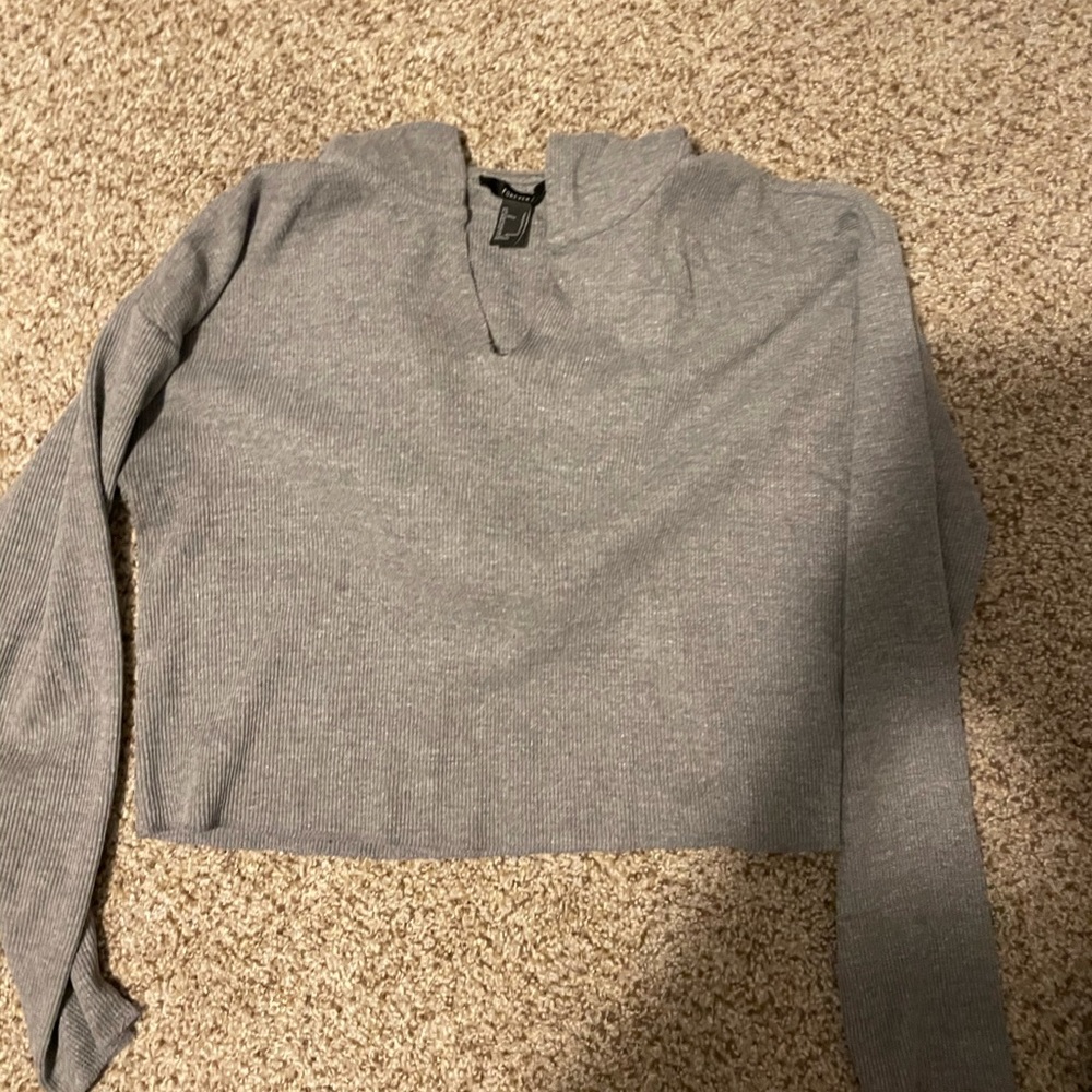 cropped gray sweatshirt